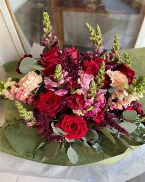Bouquet Mixto Tonos Rojo y Rosa